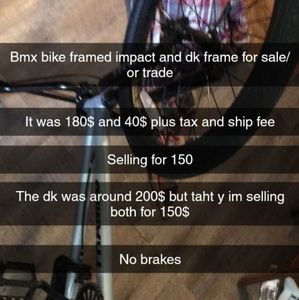 BMX bike framed impact with dk frame and forks